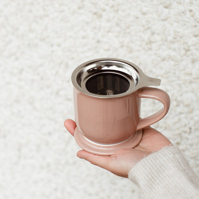 Minima™ Eva Tea Mug in Stone Rose with stainless steel infuser